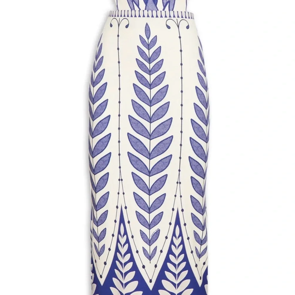 FARM Rio White and Periwinkle Cutout Halter Dress - Picture 4 of 6